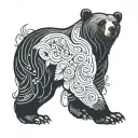 stylized full body bear walking tattoo design idea