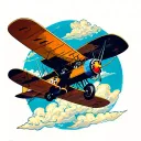biplane soaring through the clouds tattoo design idea
