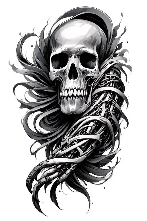 bio mechanical sleeve tattoo design idea