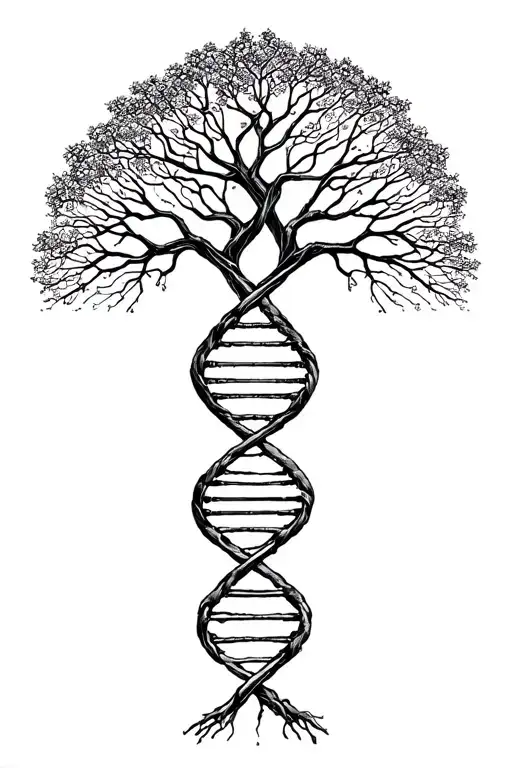 tree of life with human DNA double helix intertwined, make it simple  tattoo design idea
