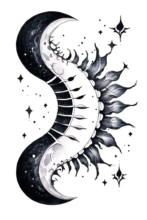 moon phases spine tattoo elegant tattoo design idea