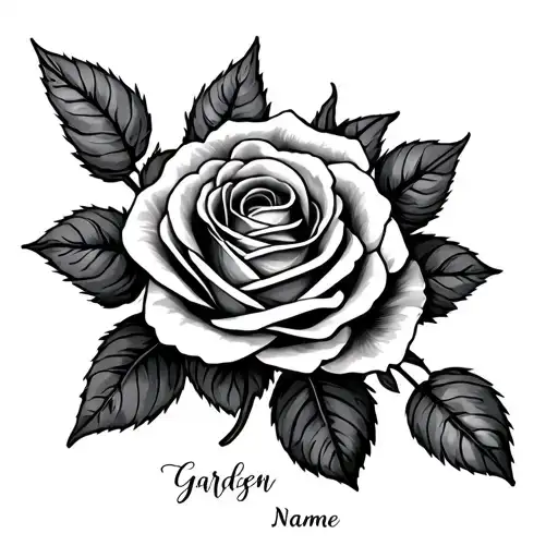 garden of roses with a name tattoo design idea