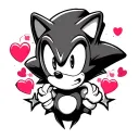 sonic the hedgehog with hearts and 5 point stars tattoo design idea