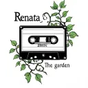 "Renata 2025" cassette tape with the words the garden on it and a vine wrapped around it tattoo design idea