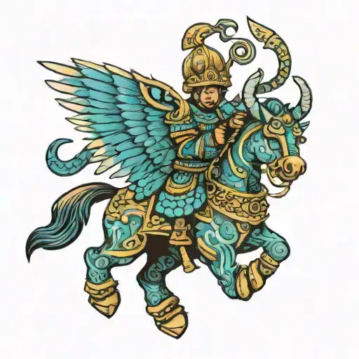 kazakhstan ornament warrior tattoo design idea