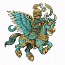 kazakhstan ornament warrior tattoo design idea