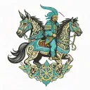 kazakhstan ornament warrior tattoo design idea