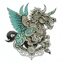 kazakhstan ornament warrior tattoo design idea