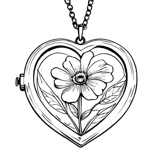 heart shaped locket with flower in it tattoo design idea