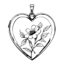 heart shaped locket with flower in it tattoo design idea