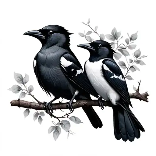 2 Magpies tattoo design idea