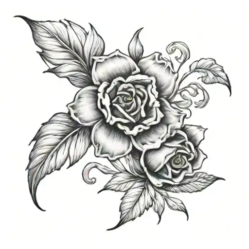 Flower tattoo for nan born February 1952 and grandad born August 1949 tattoo design idea