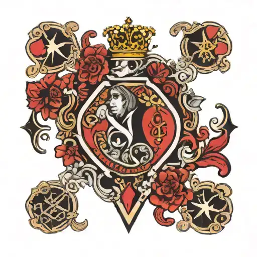 queen of clubs and jack of clubs playing card tattoo design idea