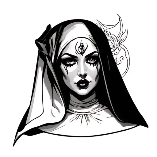 sexy evil Nun tattoo design idea