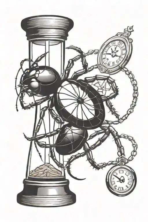 black widow spider and hour glass tattoo design idea