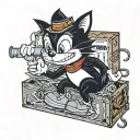 Felix the cat carrying a box of junk tattoo design idea