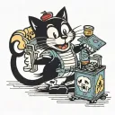 Felix the cat carrying a box of junk tattoo design idea