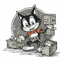 Felix the cat carrying a box of junk tattoo design idea