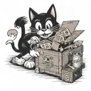 Felix the cat carrying a box of junk tattoo design idea
