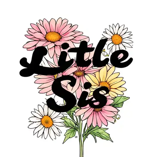 "Little Sis" Chrysanthemum And Daisy tattoo design idea