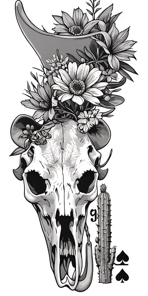 western, cow skull, playing cards, wild flowers , western jewelry, cactus, Kentucky, quilt patches, cactus tattoo design idea