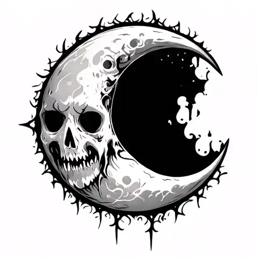 gothic crescent moon tattoo design idea