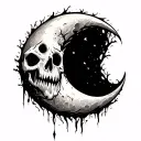 gothic crescent moon tattoo design idea