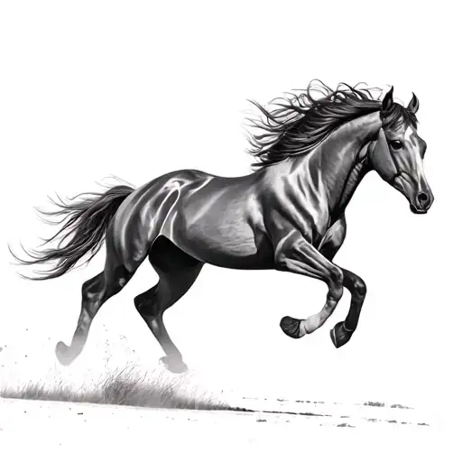 mustang horse running freely no clipping tattoo design idea