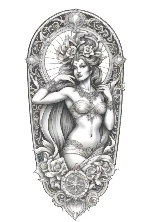 fortuna goddess sexy fit tattoo design idea