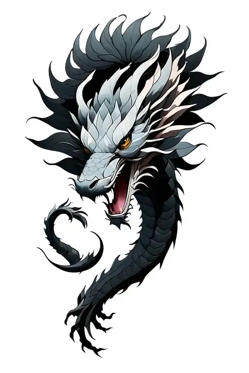 dragon with lotus tattoo design idea