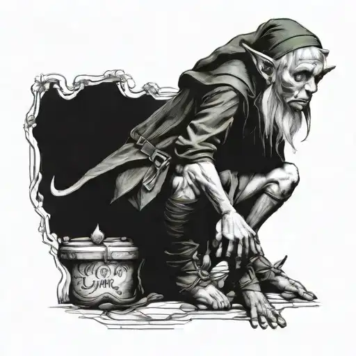 small elf sitting tattoo design idea