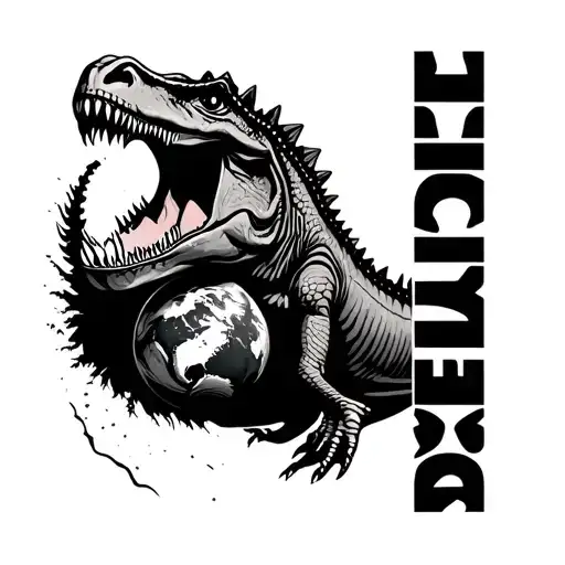 "Elias " spinosaurus eating the earth tattoo design idea