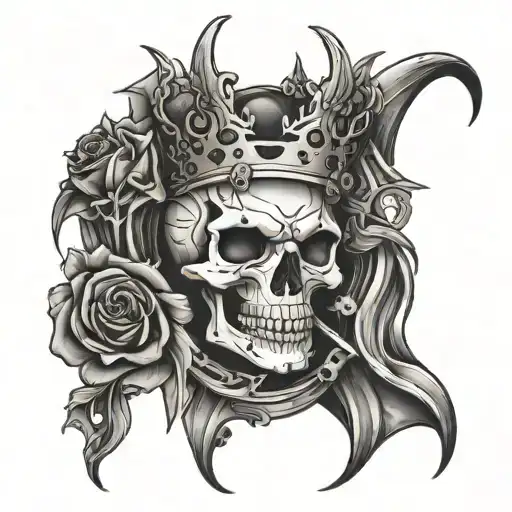 crown skull reaper angel spider tattoo design idea