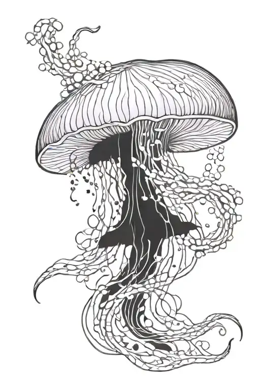 jellyfish water waves tattoo design idea