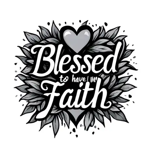 Blessed to have Faith, bold script, heart accent, black/grey. non religious  tattoo design idea