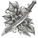 poison ivy plant wrapped around a sword  tattoo design idea