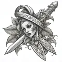 poison ivy plant wrapped around a sword  tattoo design idea