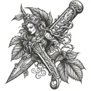 poison ivy plant wrapped around a sword  tattoo design idea