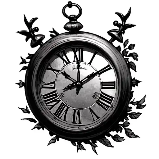 8-July-2005 in roman numerals in a clock stating time 12:11 tattoo design idea