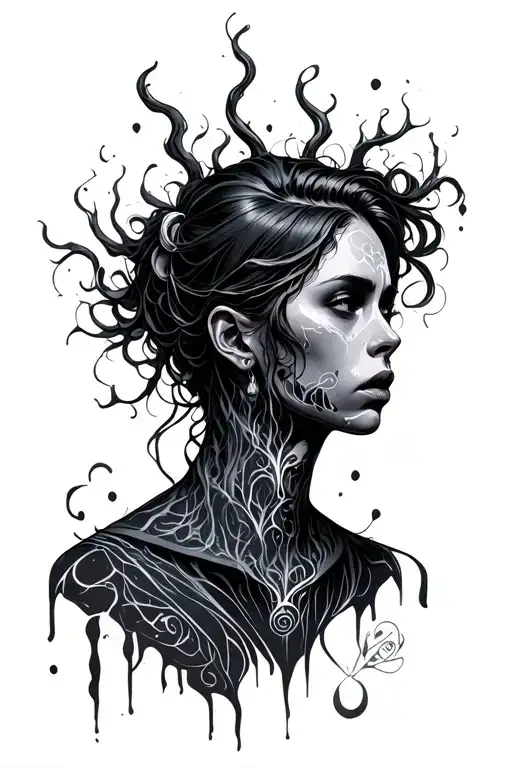 cold hearted emotional intelligence AI and advanced tattoo design idea