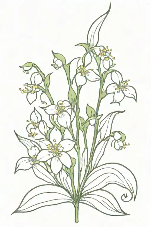 Lily of the valley flower , weather vane, star  tattoo design idea