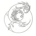 Yin Yang represented by dragon tattoo design idea