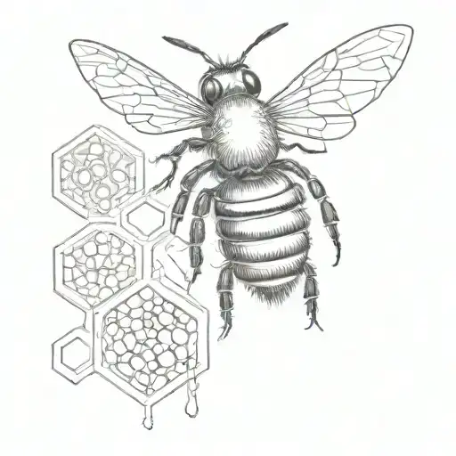 fineline bee and honeycomb tattoo for fore arm tattoo design idea