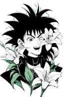 launch from DBZ as Junji Ito with Spider Lillies surrounding tattoo design idea