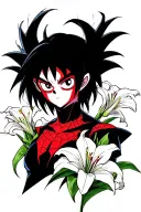 launch from DBZ as Junji Ito with Spider Lillies surrounding tattoo design idea