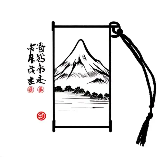 Fuji mountain omamori tattoo design idea