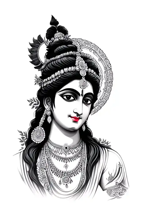 symbol indicating lord Krishna character,and ego tattoo design idea