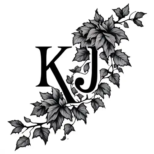 kj with ivy vines tattoo design idea
