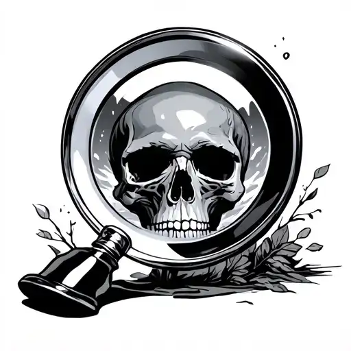 Magnifying glas with a skull inside  tattoo design idea