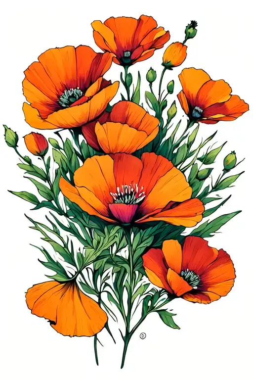 California poppy tattoo design idea